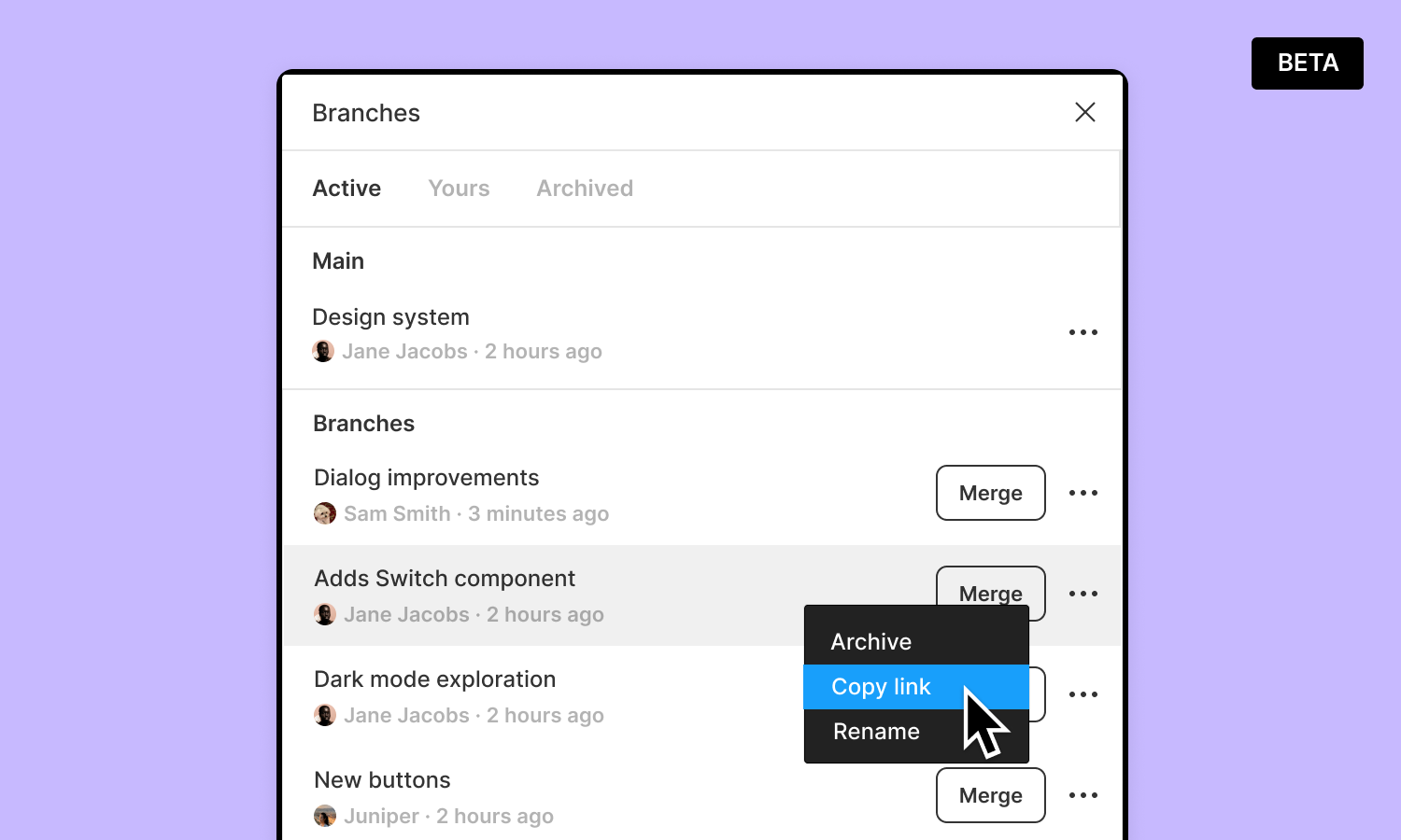 Copy link to a branch in Figma
