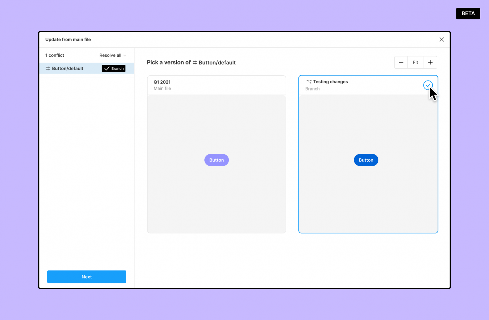 Merging branches in Figma
