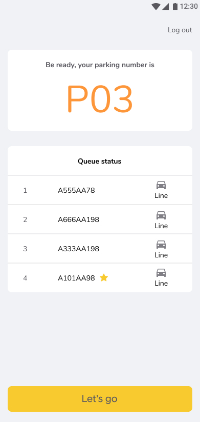 Mobile app screen